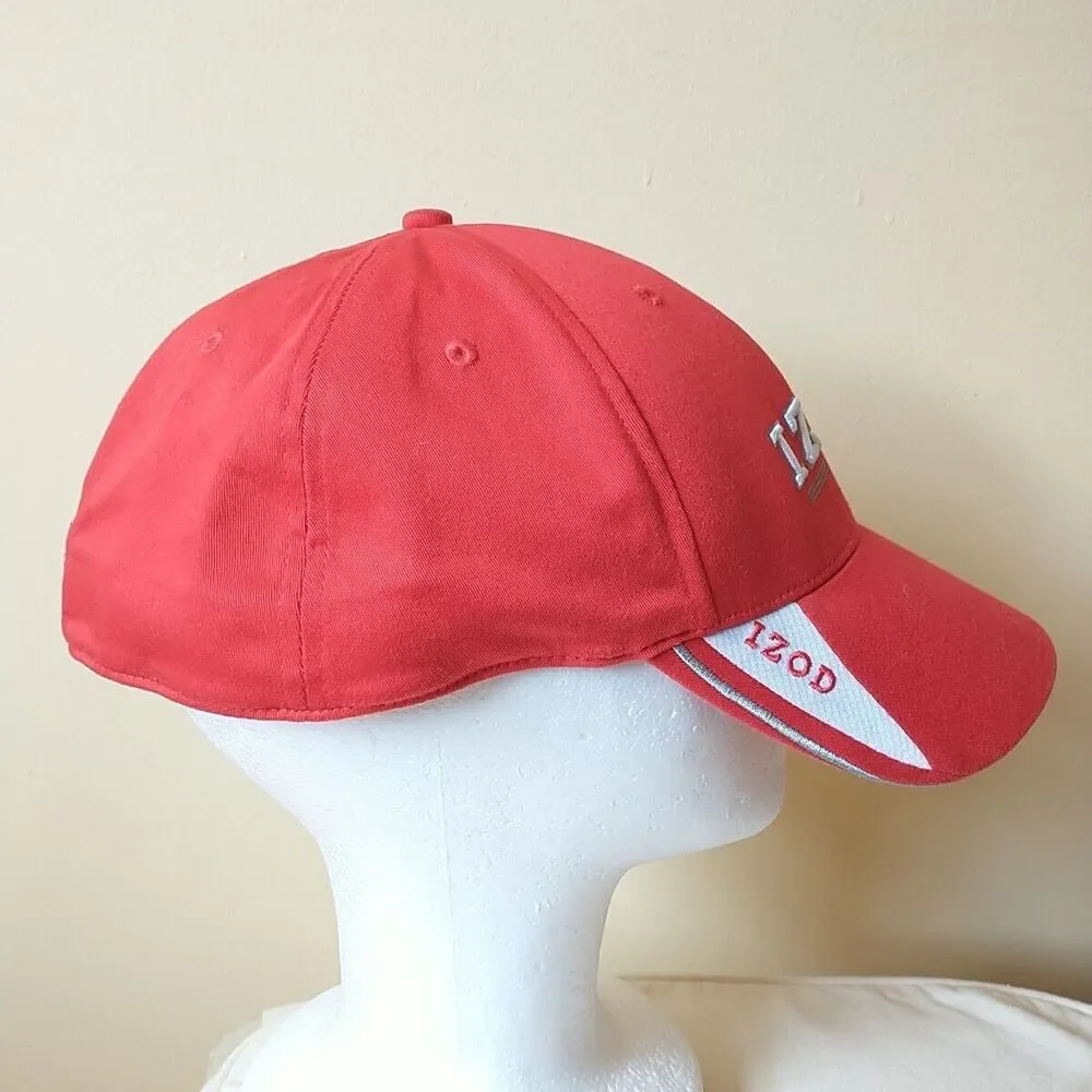Izod XFGE Baseball Cap Hat Men OS Red White Embroidered Adjustable SpellOut Logo